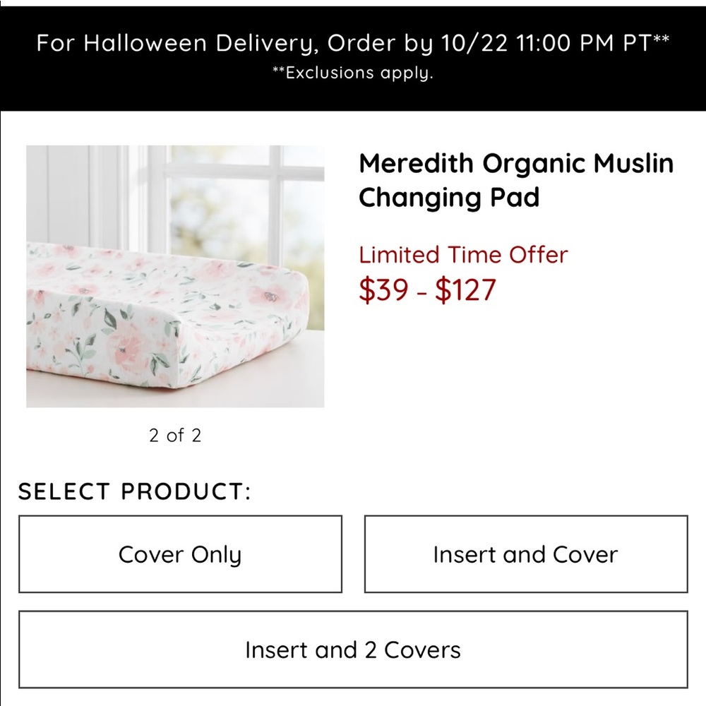 Pottery Barn Kids Meredith Muslin Changing Pad Cover